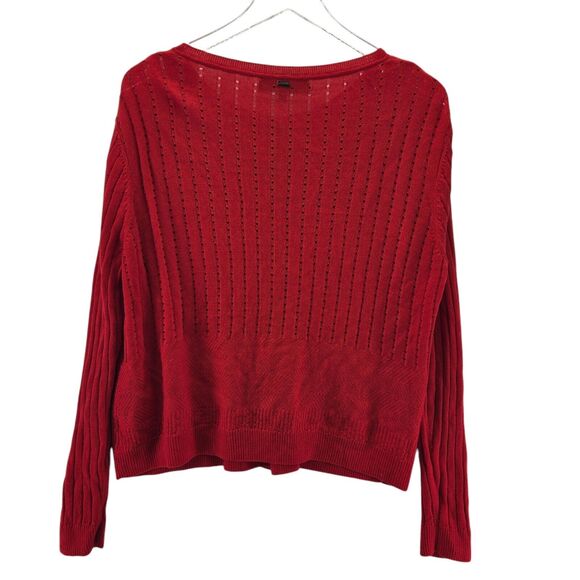 St John Cardigan Sweater Womens XL Red Wool Blend Mixed Knit Designer Luxury - Picture 3 of 11